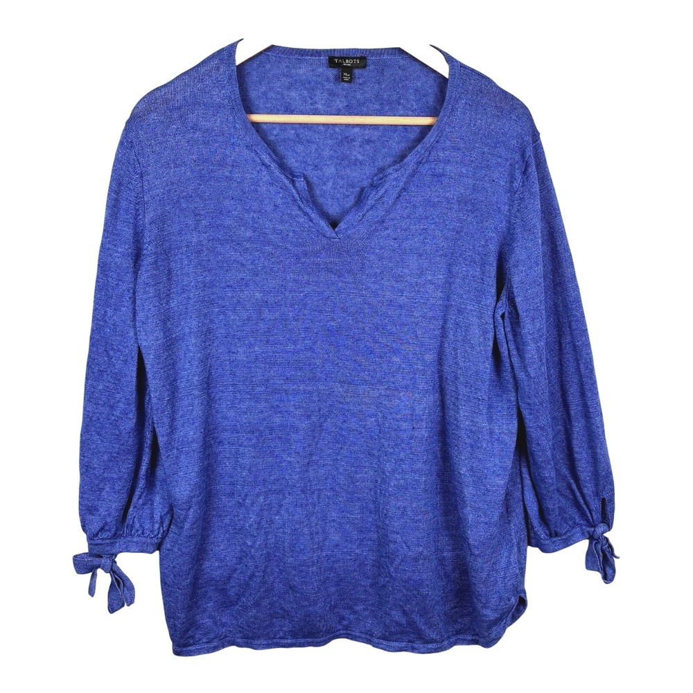 Talbots Women's Linen Long Sleeve Sweater Sz XL Petite Breathable Beach Coastal